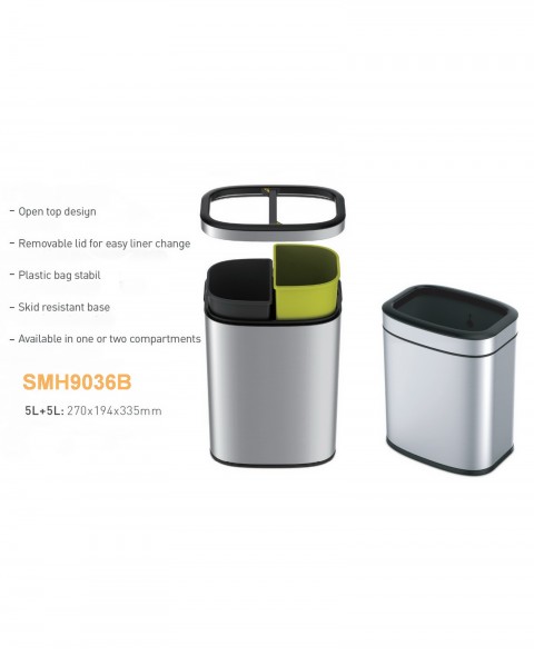 Coș de gunoi, reciclare SMH9036B – Argintiu, 2×20L - imagine 2