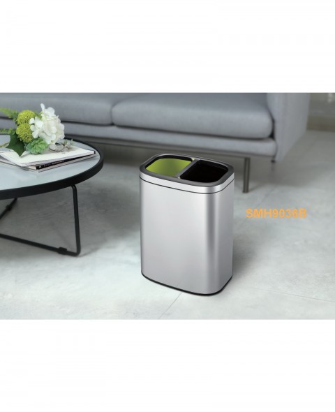 Coș de gunoi, reciclare SMH9036B – Argintiu, 2×20L