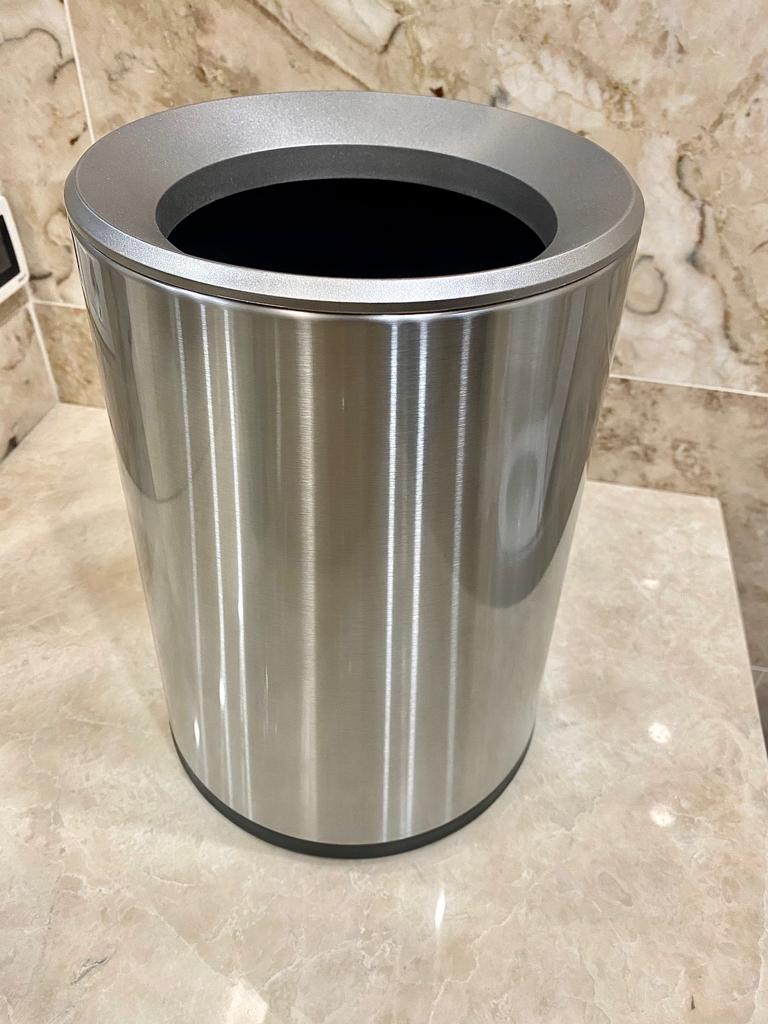 Coș de birou din INOX fără capac, argintiu – 9,4L – PRH-3GSM2023 - imagine 2