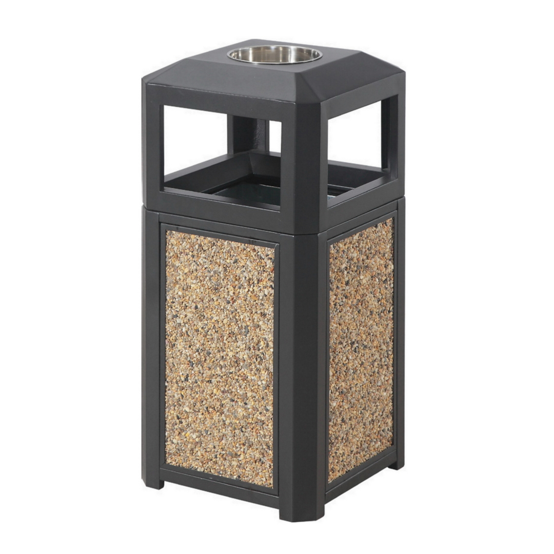 Cos de gunoi exterior cu scrumiera, 60 L, Multicolor, SMASH M, 40 x 40 x 85 CM