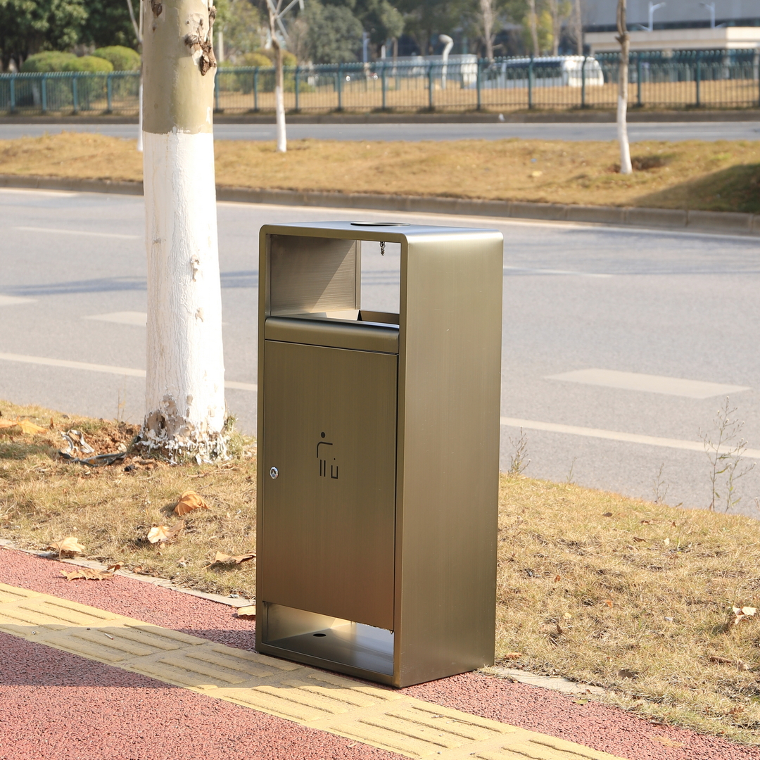 Cos de gunoi exterior, cu scrumiera, 55L, SM26S, 45*30*95 CM - imagine 4