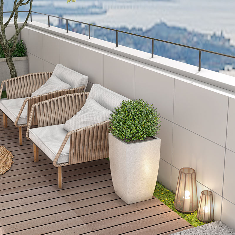 Jardiniera din inox cu finisaj stone look Smash Design Riviera 70 - imagine 3